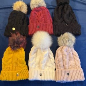 Women’s Bundle of six Express cable knit pom pom beanies